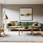 홈디자인 업계에서의 경쟁력 키우기 - **Sustainable German Craftsmanship in a Living Space:**
    "A bright, naturally lit living room in ...