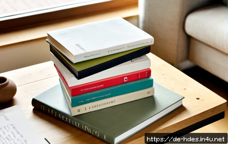 Home 30 홈디자인 관련 서적 추천 - Photorealistic cozy German apartment living room, a thoughtfully arranged stack of home design books...